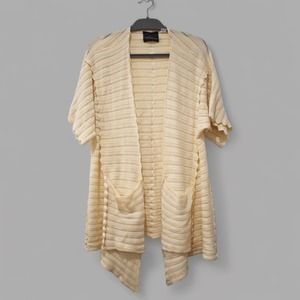Guinevere Cardigan Sweater Womens Knitted Cotton Cashmere Short Sleeve Pockets S